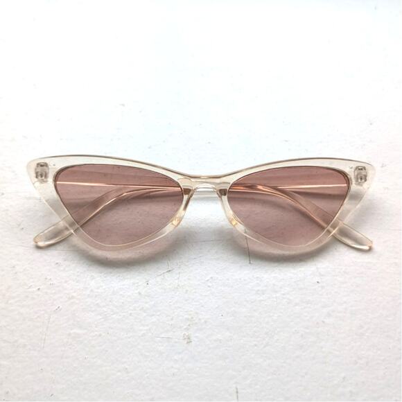 Retro Rose Pink Cat Eye Sunglasses Clear Tinted Shades Festival Sunnies Glasses main image 4